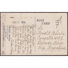 POS-1934 CUBA POSTCARD 1930 HAVANA FOUNTAIN OF MIRAMAR FIVE AVENUE TO ARGENTINA.