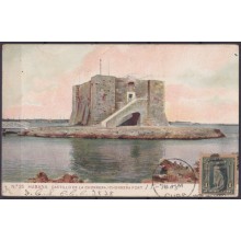 POS-1938 CUBA POSTCARD 1908 HAVANA CASTLE OF CHORRERA FORT TO ARGENTINA.