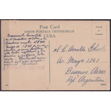 POS-1940 CUBA POSTCARD 1916 2c MAPITAS HAVANA FIREMAN MONUMENT CEMENTERY OF COLUMBUS TO ARGENTINA.