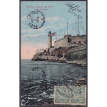 POS-1941 CUBA POSTCARD 1916 1c MAPITAS HAVANA MORRO CASTLE FORTRESS TO ARGENTINA.