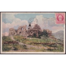 POS-1943 CUBA POSTCARD 1918 CENSORSHIP SANTIAGO DE CUBA EL VISO FORT TO ARGENTINA.