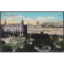 POS-1944 CUBA POSTCARD 1929 HAVANA CENTRAL PARK GUANTANAMO TO ARGENTINA.