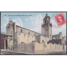 POS-1945 CUBA POSTCARD 1921 HAVANA EL ANGEL CHURCH CAMAJUANI TO ARGENTINA.