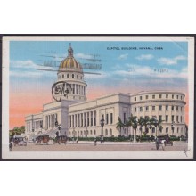 POS-1949 CUBA POSTCARD 1936 HAVANA NATIONAL CAPITOL VIEW TO ARGENTINA.
