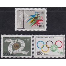 F-EX65154 TURKEY MNH 1972 MUNICH OLYMPIC GAMES ATHLETISM OLYMPIC RINGS.