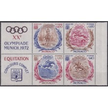 F-EX65155 MONACO MNH 1972 MUNICH OLYMPIC GAMES EQUESTRIAN BLOCK.