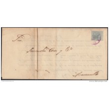 1884-H-6 CUBA ESPAÑA SPAIN. ANTILLAS. ALFONSO XII. 1884. Ed.62. 1c FACTURA EN UNA. ENVUELTA. TARIFA DE IMPRESOS.