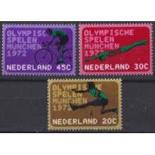 F-EX65167 NEDERLAND MNH 1972 MUNICH OLYMPIC GAMES ATHLETISM CYCLING SWIMMING.