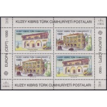 F-EX65613 TURKISH CYPRUS MNH 1990 EUROPA CEPT POST OFFICE ARCHITECTURE.