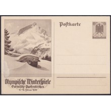 F-EX66659 GERMANY 1936 6pf POSTAL STATIONERY OLYMPIC WINTER GAMES MOUNTAING.