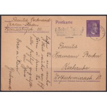 F-EX65450 GERMANY 1942 POSTAL STATIONERY BADEN TO KARLSRUBE USED.