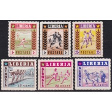 F-EX58815 LIBERIA 1955 MNH SWIMMING TENNIS BOXING SOCCER TRACK.