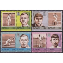 F-EX56332 TUVALU MNH 1985 CRICKET CRICKETERS GAMERS.