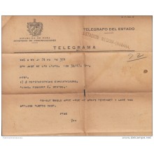 TELEG-7 CUBA. TELEGRAFO DE ESTADO. TELEGRAPH. SOBRE DE TELEGRAMA. TELEGRAM. 1947. TIPO VII. CON MODELO.