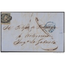 1856-H-28 CUBA ESPAÑA SPAIN. ANTILLAS. ISABEL II. 1856. Ant. Ed.4. &frac12 rs. CARTA PRIVADA AL INGENIO LA GABRIELA