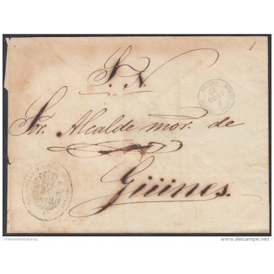 1870-H-14 CUBA ESPAÑA SPAIN. ANTILLAS. REPUBLICA. 1870. CORREO OFICIAL. SOBRE CON MARCA FECHADOR HABANA VIOLETA.