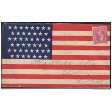 1899-H-96 CUBA. INDEPENDENCE WAR. 1899. SOBRES PATRIOTICOS. PATRIOTIC COVER. ASTELMA. AMERICAN FLAG.