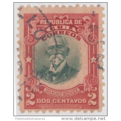 1910-42. CUBA. REPUBLICA. Ed.182. 2c. MAXIMO GOMEZ. CENTRO DESPLAZADO. DISPLACED CENTER.