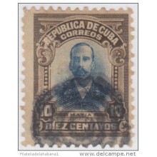 1910-46. CUBA. REPUBLICA. Ed.189. USED. 10c JOSE MAYIA RODRIGUEZ. MARCA GEOMETRICA FANCY.