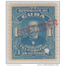 1911-33. CUBA. REPUBLICA. TELEGRAFOS. Ed.92. MNH. 1c. BERNABE BOZA. SPECIMEN. PROOF.