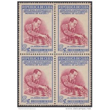 1951-120. CUBA. REPUBLICA. 1951. Ed.461. 8c. JOSE R. CAPABLANCA. AJEDREZ. CHESS. BLOCK 4. MNH