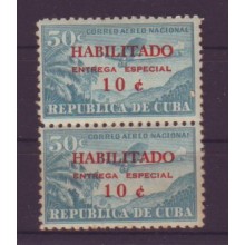 1960-1 CUBA Avion Habilitado. pareja MNH