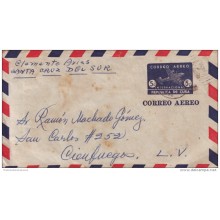 1949-EP-5 CUBA. REPUBLICA. 1949. Ed.98. 5c. 1950. SOBRE ENTERO POSTAL AEREO. POSTAL STATIONERY. SANTA CRUZ DEL SUR. USED