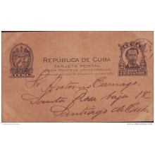 1907-EP-2 CUBA. REPUBLICA. 1907. Ed.72. 1c. 1919. TARJETA ENTERO POSTAL. POSTAL STATIONERY. HAVANA A SANTIAGO DE CUBA.