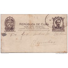 1907-EP-4 CUBA. REPUBLICA. 1907. Ed.72. 1c. 1918. TARJETA ENTERO POSTAL. POSTAL STATIONERY. PLACETAS A REMEDIOS.