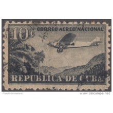 1931.4 CUBA. 1931. Ed.262. 10c. USED. CORREO AEREO. AIR MAIL. AVION AIRPLANE. IMPRESION BORROSA. ERROR ENGRAVING.