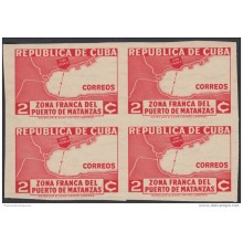 1936.111 CUBA. 1936. Ed.279s. 2c. ZONA FRANCA. PLANO BAHIA DE MATANZAS. GOMA ORIGINAL LIGERAMENTE TONALIZADA. BLOCK 4.