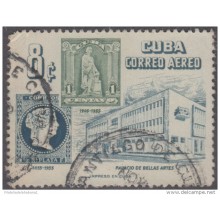 1955.106 CUBA. 1955. Ed.614. 8c. USADO. CENTENARIO DEL PRIMER SELLO CUBANO. COLOR AZUL DESPLAZADO.