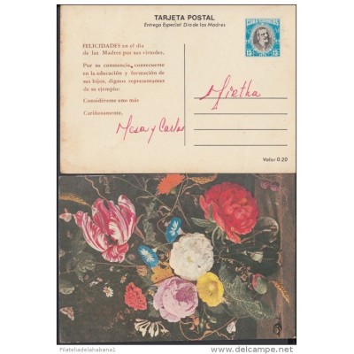 1979-EP-15 CUBA 1979. Ed.123b. MOTHER DAY SPECIAL DELIVERY. POSTAL STATIONERY. JARRA DE FLORES. FLOWERS. USED .