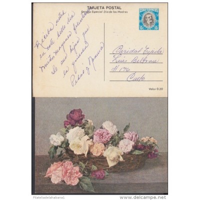 1979-EP-18 CUBA 1979. Ed.123e. MOTHER DAY SPECIAL DELIVERY. IMPRESO UJC. POSTAL STATIONERY. ROSAS. ROSE. FLOWERS. FLORES