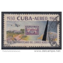 1960.101 CUBA. 1960. Ed.835. 30 ANIV CORREO AEREO. ERROR GUION ENTRE AEREO Y 1860. USADO.
