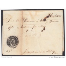 PREFI-341. CUBA SPAIN ESPAÑA. STAMPLESS. 1856. CORREO DE CABOTAJE. LA HABANA A CARDENAS. SHIP &ldquo ANTONIA&rdquo .