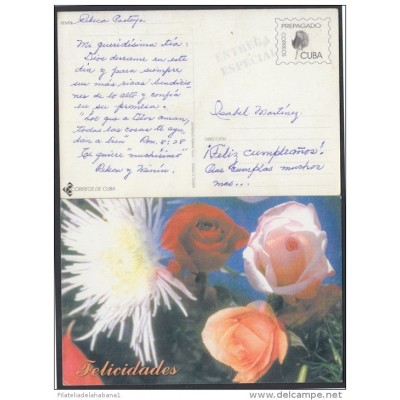 1999-EP-10 CUBA 1999. Ed.29g. MOTHER DAY SPECIAL DELIVERY. ENTERO POSTAL. POSTAL STATIONERY. FLOWERS. FLORES. USED.