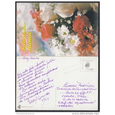 1999-EP-13 CUBA 1999. Ed.29j. MOTHER DAY SPECIAL DELIVERY. ENTERO POSTAL. POSTAL STATIONERY. FLOWERS. FLORES. USED.