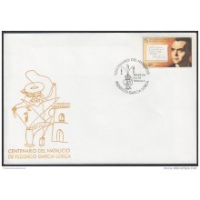 1998-FDC-4 CUBA. FDC. 1998. CENTENARIO DEL NATALICIO FEDERICO GARCIA LORCA. POET. ESPAÑA. SPAIN.