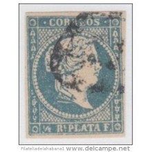 1857-58. CUBA. SPAIN. ESPAÑA. ISABEL II. 1857. FALSO POSTAL. POSTAL FORGERY. GRAUS. TIPO II. COLOR AZUL CLARO. PARRILLA