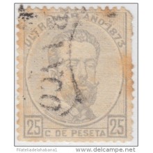 1873-17. CUBA. SPAIN. ESPAÑA. AMADEO I. 1873. Ed. Ant.26. 25c. MARCA FRANCO PREFILATELIA. STAMPLESS.