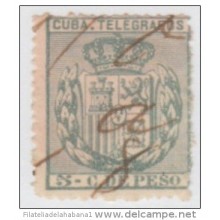 1896-49 CUBA. SPAIN. ESPAÑA. TELEGRAFOS. TELEGRAPH. ALFONSO XIII. Ed.81. 1896. USADO A TINTA. RARO.