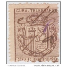 1896-50 CUBA. SPAIN. ESPAÑA. TELEGRAFOS. TELEGRAPH. ALFONSO XIII. Ed.83. 1896. USADO A TINTA. RARO.