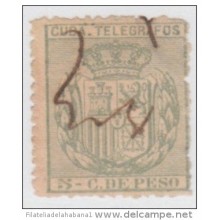 1896-51 CUBA. SPAIN. ESPAÑA. TELEGRAFOS. TELEGRAPH. ALFONSO XIII. Ed.81. 1896. USADO A TINTA. RARO.