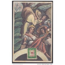 1951-FDC-18 CUBA. REPUBLICA. 1951. TARJETA CON SELLO DE NAVIDAD USADO. CHRISTMAS. FLOR DE PASCUA
