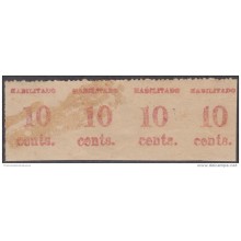 1899-100 CUBA US OCCUPATION. 1899. PUERTO PRINCIPE. 10c. TIRA IMPRESIÓN FALSA. FORGERY. PARA ESTUDIO.