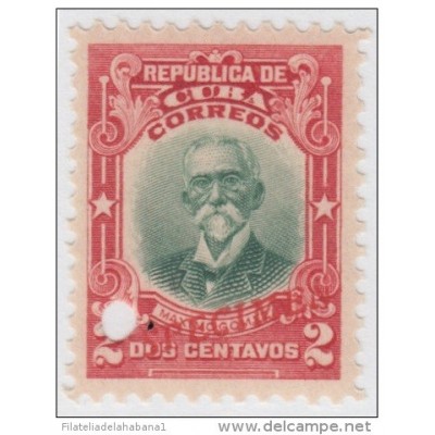 1910-51 CUBA. REPUBLICA. 1910. 2c MAXIMO GOMEZ. SANTO DOMINGO. DOMINICANA. Ed.182. SPECIMEN. MUESTRA. PRUEBA. MNH.