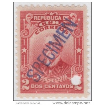 1911-41 CUBA. REPUBLICA. 1911. 2c MAXIMO GOMEZ. DOMINICANA. SANTO DOMINGO. Ed.190. SPECIMEN. MUESTRA. PRUEBA. MNH.