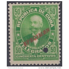 1911-55 CUBA. REPUBLICA 1911 TELEGRAFOS TELEGRAPH 50c JOSE M. AGUIRRE Ed.97 SPECIMEN MUESTRA PRUEBA MNHPROOF 