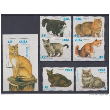 1994.63 CUBA REVOLUCION 1996. MNH. GATOS DE RAZA Purebred cats . COMPLE SET